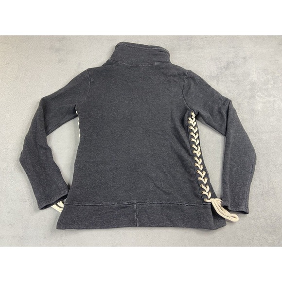 Nation LTD Sweatshirt XS Black Pullover Alexis Lace Up Sides Drawstring Top USA - Picture 3 of 12